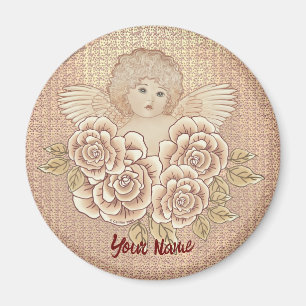 Imán Vintage Rosas Cherub Angel