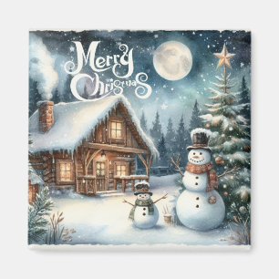 Imán Vintage/Rustic/Snowman/Navidades