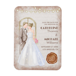 Imán Vintage Rustic Watercolor Romantic String Lights