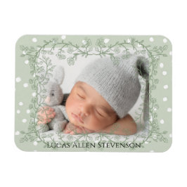 Imán Vintage Sage Green One Photo Gender Neutral Birth