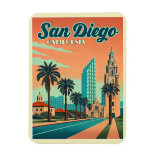 Imán Vintage San Diego California Sunset