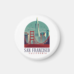 Imán Vintage San Francisco Cityscape