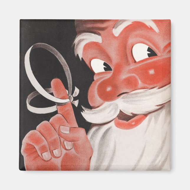 Imán Vintage Santa Claus con una cadena de recordatorio (Frente)