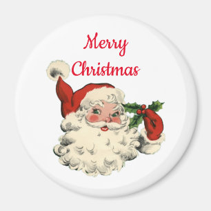 Imán Vintage Santa con acebo