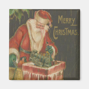 Imán Vintage Santa que va abajo de la chimenea 2