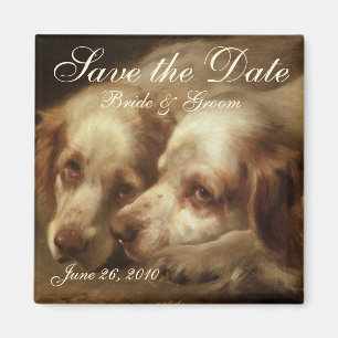 Imán Vintage Save the Date! Cachorros cortos enamorados