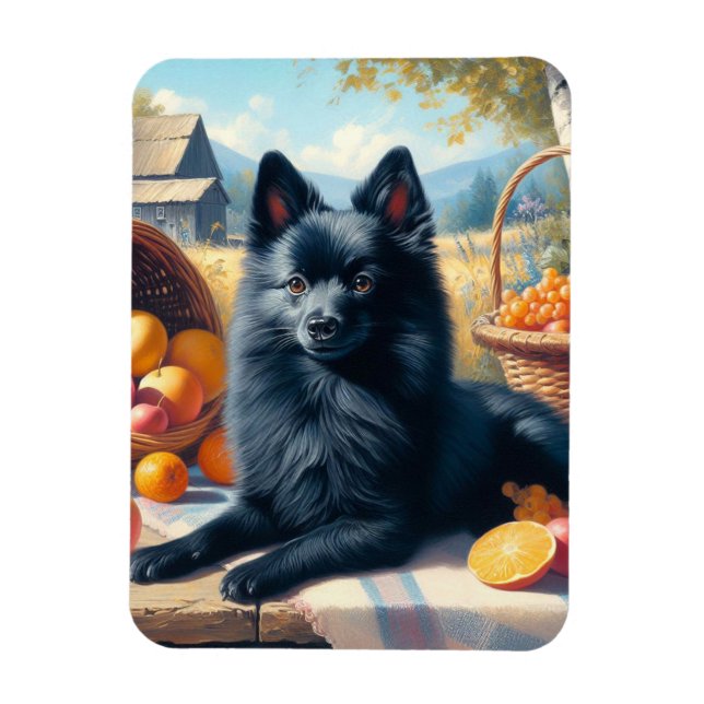 Imán Vintage Schipperke Puppy Pintura (Vertical)