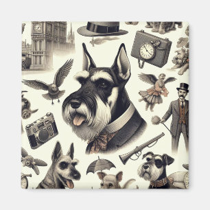 Imán Vintage Schnauzer Seamless