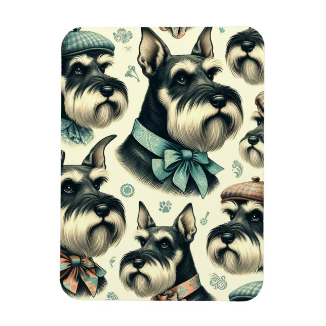 Imán Vintage Schnauzer Seamless Ilustracion (Vertical)