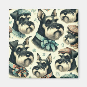 Imán Vintage Schnauzer Seamless Ilustracion