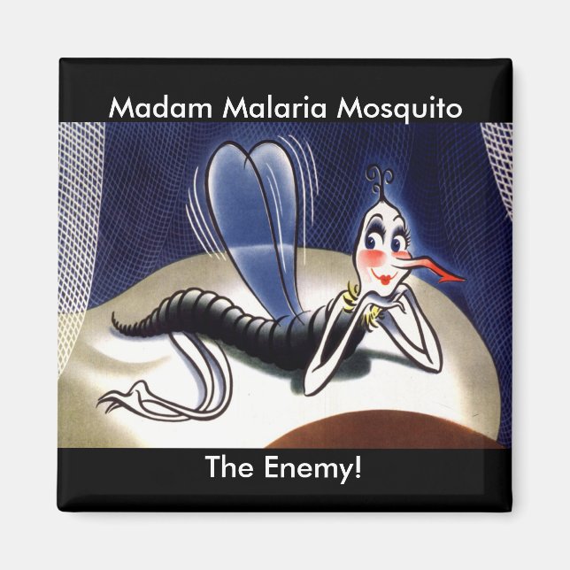 Imán Vintage Señora Malaria Mosquito (Frente)