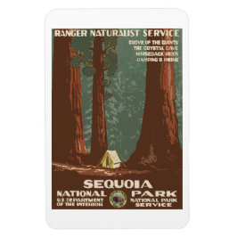 Imán Vintage Sequoia Park CA, afiche de viajes turístic