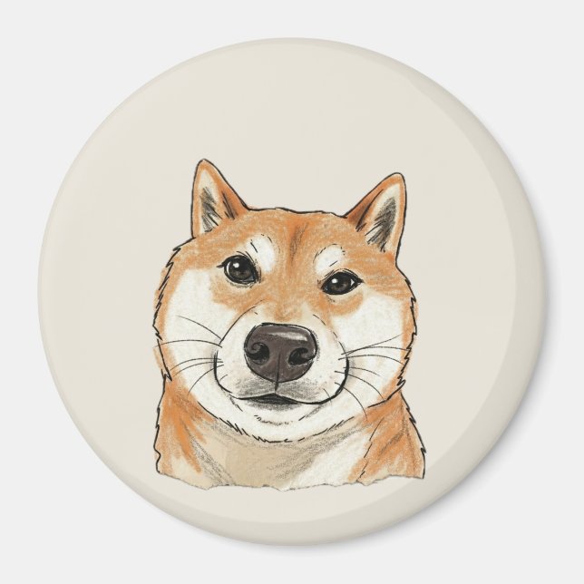 Imán Vintage Sketch Shiba Doge (Frente)