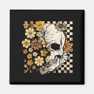 Imán Vintage Skull Flower Halloween Fall Thankending Co