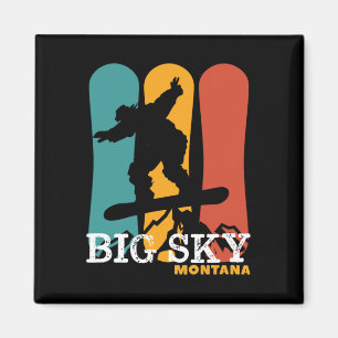 Imán Vintage Snowboard Resort Big Sky Montana
