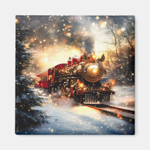 Imán Vintage Snowy Night Navidades Train Express