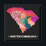 Imán Vintage South Carolina State Magnet<br><div class="desc">Support and represent the beautiful state of South Carolina. A unique and special gift for any loved ones or friends. A state outline with iconic images from the state to represent it.</div>