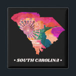 Imán Vintage South Carolina State Magnet<br><div class="desc">Support and represent the beautiful state of South Carolina. A unique and special gift for any loved ones or friends. A state outline with iconic images from the state to represent it.</div>
