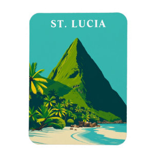 Imán Vintage St. Lucia Caribbean Travel Souvenir
