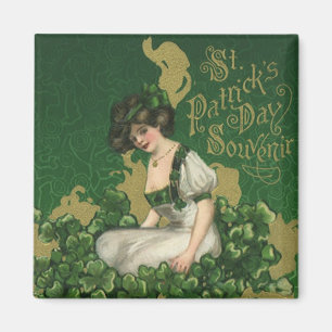 Imán Vintage St. Patrick's Day Souvenir, Irish Lass