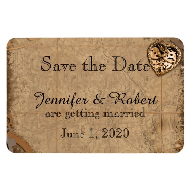 Imán Vintage Steampunk Bride Wedde Save the Date (Horizontal)