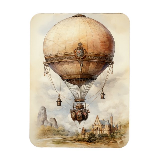 Imán Vintage Steampunk Hot Air Balloon (Vertical)