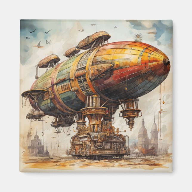 Imán Vintage Steampunk Zeppelin (1) (Frente)