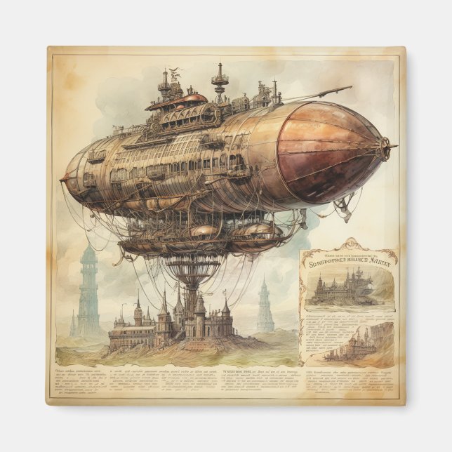 Imán Vintage Steampunk Zeppelin (10) (Frente)
