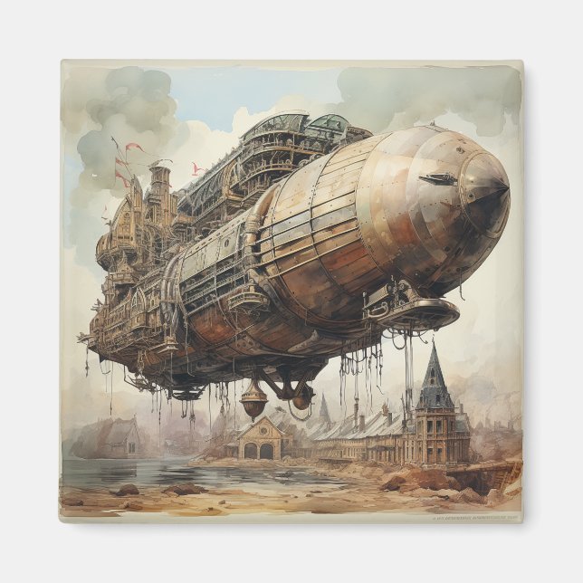 Imán Vintage Steampunk Zeppelin (2) (Frente)