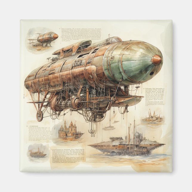 Imán Vintage Steampunk Zeppelin (4) (Frente)