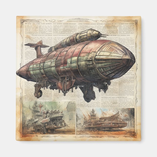 Imán Vintage Steampunk Zeppelin (6) (Frente)