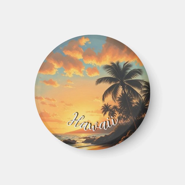 Imán Vintage Style Hawaiian Travel Coast Sea Sunset (Frente)