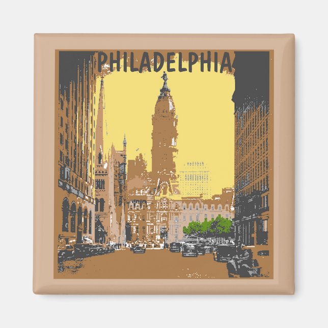 Imán Vintage Style Philadelphia City Hall (Frente)