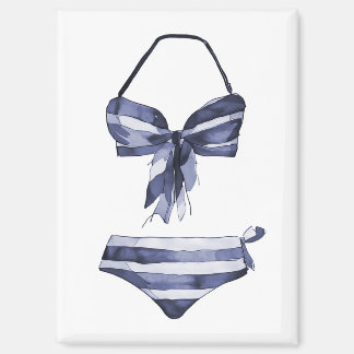 Imán Vintage Swimsuit Navy Stried Bikini Magnet