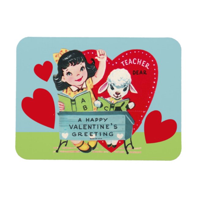 Imán Vintage Teacher Valentine (Horizontal)