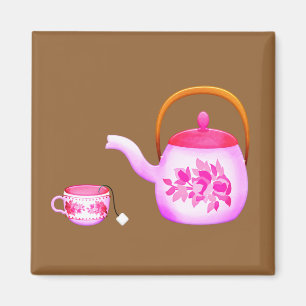 Imán Vintage Teacups teapot ilustracion