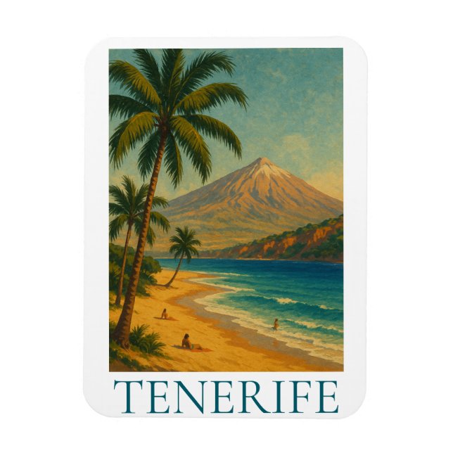Imán Vintage Tenerife Canary Island Beach Playa Travel (Vertical)