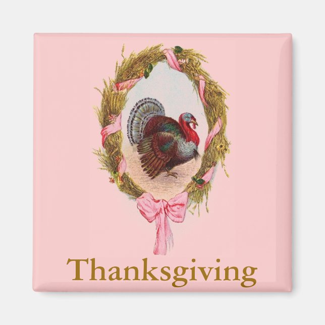 Imán Vintage Thankending Turkey Wreath (Frente)