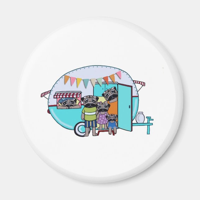 Imán Vintage Trailer Pugs (Frente)