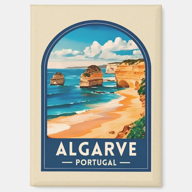 Imán Vintage Travel Algarve Portugal Retro Seaside (Anverso)