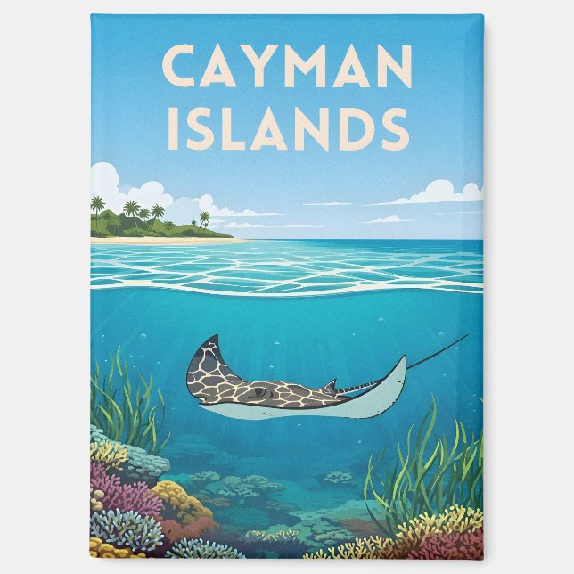 Imán Vintage Travel Cayman Islands Underwater Nature (Anverso)
