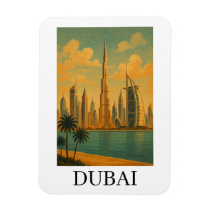 Imán Vintage Travel Dubai Viajes – Silueta Retro de la