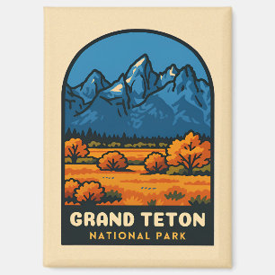 Imán Vintage Travel Grand Teton National Park Estados U
