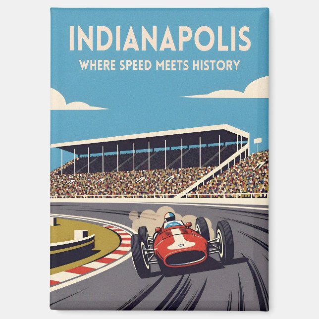 Imán Vintage Travel Indianapolis Indiana Retro Racing (Anverso)