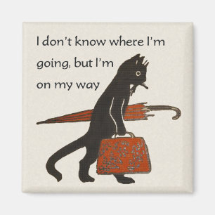 Imán Vintage travesía Black Cat Square Fridge Magnet