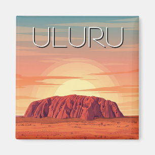 Imán Vintage Uluru Australia Sunset