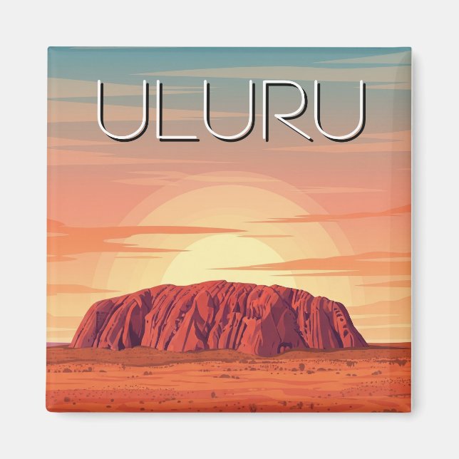 Imán Vintage Uluru Australia Sunset (Frente)