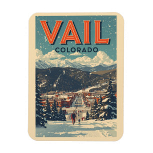 Imán vintage Vail colorado exterior invierno nieve esqu