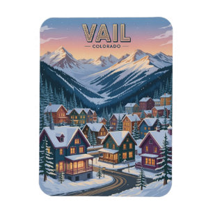 Imán vintage Vail colorado exterior invierno nieve esqu