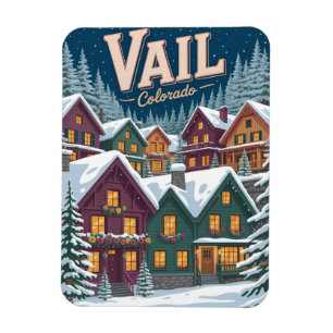 Imán vintage Vail colorado exterior invierno nieve esqu